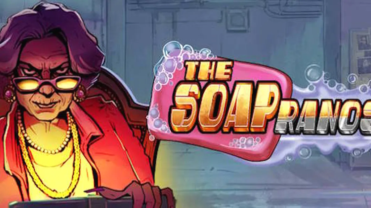 Interface vibrante e neon do slot Soapranos