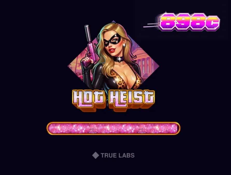 Interface do slot Hot Heist com tema de assalto neon