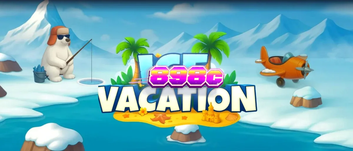 Interface colorida e temática do slot Ice Vacation com personagens árticos